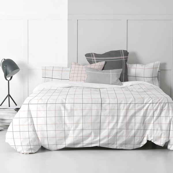 Tartan pamut paplanhuzat, 200 x 200 cm - Blanc-image-1