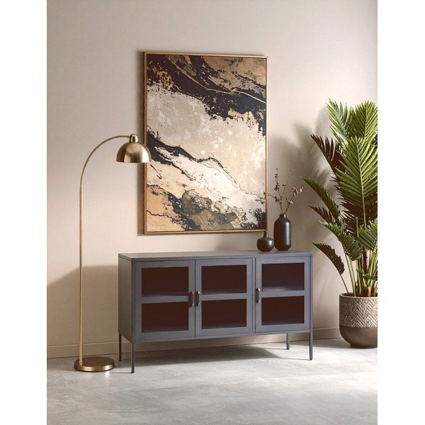 Szürke acél tálalószekrény 140x80x45 cm Acier – Premier Housewares-image-1