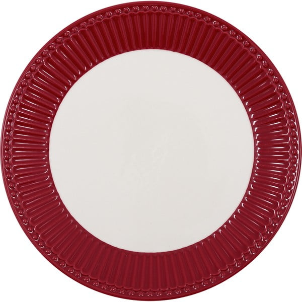Piros és fehér kőedény tányér ø 23 cm Alice - Green Gate
