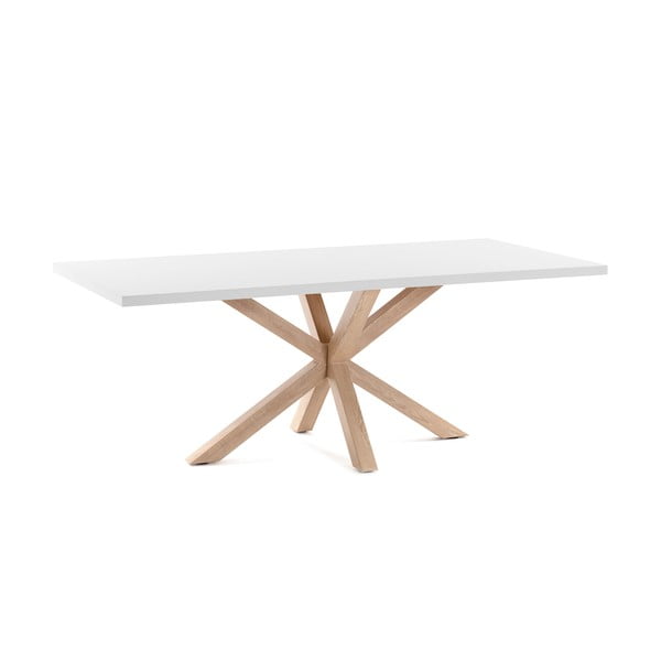 Arya fehér étkezőasztal természetes lábakkal, 160 x 100 cm - Kave Home