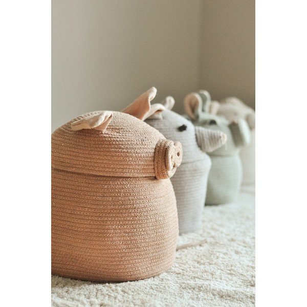 Világos rózsaszín textil játéktároló kosár ø 32x30 cm Peggy the Pig – Lorena Canals-image-2