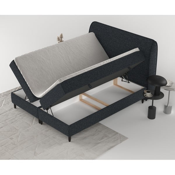Fekete ágyneműtartós boxspring ágy 140x200 cm Melba – Maison de Rêve-image-3