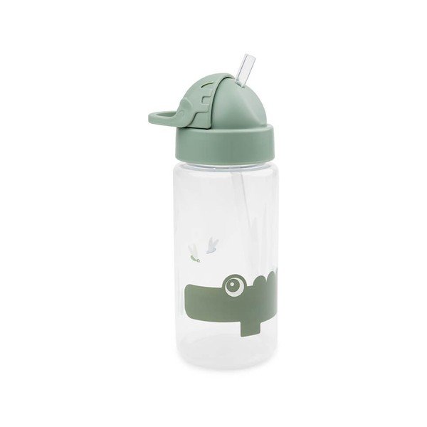 Zöld gyerek ivópalack szívószállal 350 ml Croco - Done by Deer-image-1