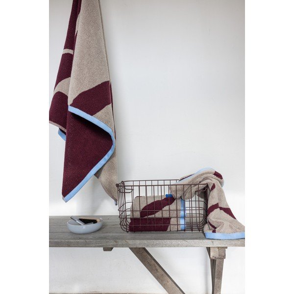 Borvörös-szürkésbézs frottír bio pamut törölköző szett 2 db-os 50x90 cm Nova Arte  – Mette Ditmer Denmark-image-2