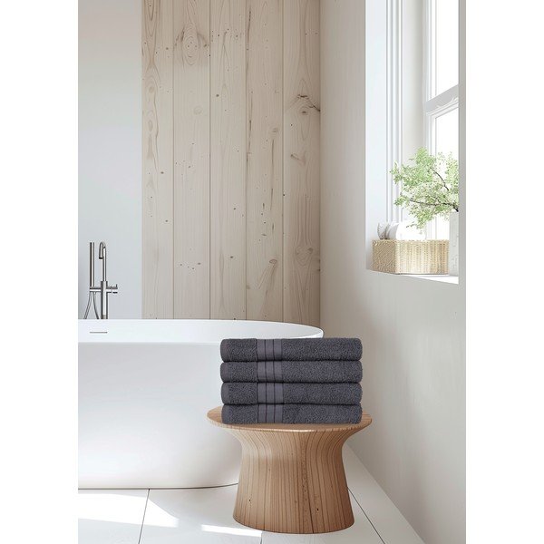 Antracitszürke frottír pamut törölköző szett 4 db-os 50x100 cm – Good Morning-image-4