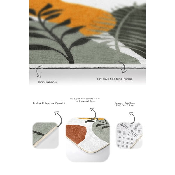 Zöld bársony fürdőszobai kilépő szett 2 db-os 60x100 cm Illustrated Autumn – Mila Home-image-3