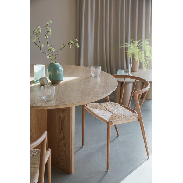 Kerek étkezőasztal tölgyfa dekorral ø 120 cm Laurent – White Label-image-1