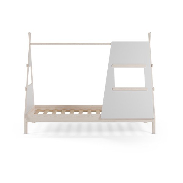 Krémszínű borovi fenyő házikó alakú gyerekágy ágyráccsal 90x200 cm Enola – Marckeric-image-3