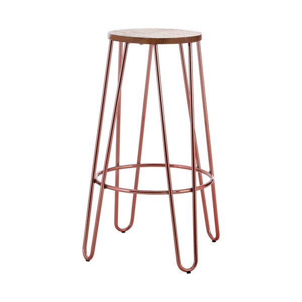 Natúr színű-rózsaarany színű szilfa bárszék (ülésmagasság 75 cm) District – Premier Housewares