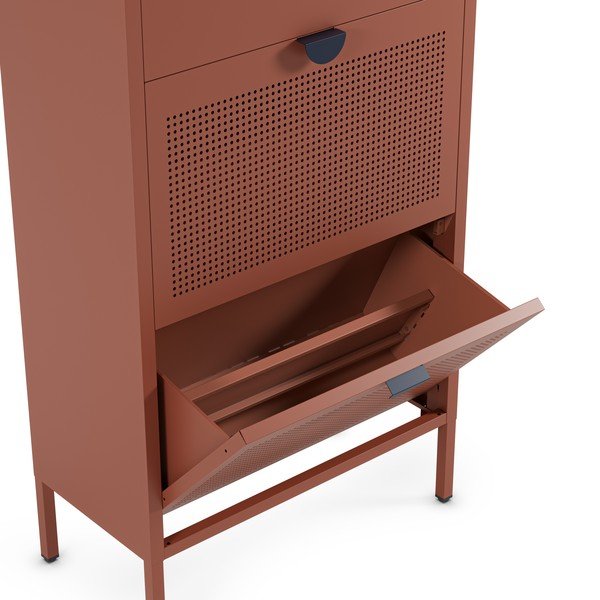 Terrakotta színű fém cipőtartó 60x110x30 cm Sayla – Marckeric-image-2