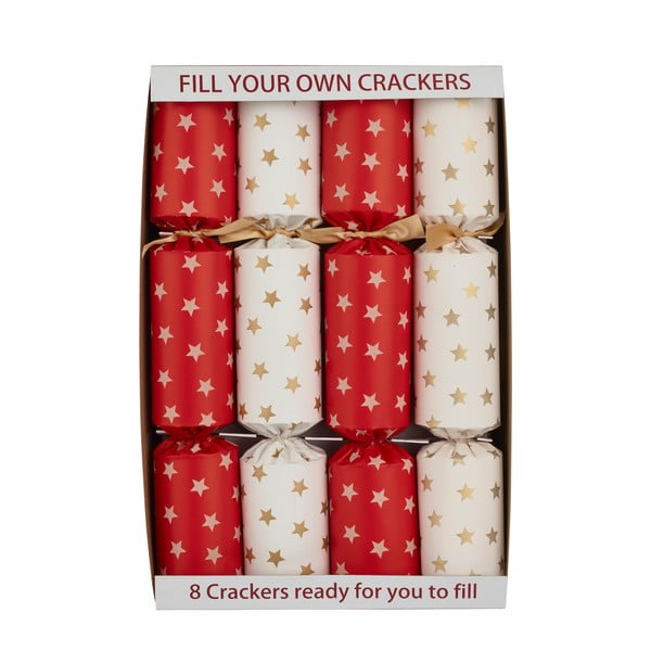 Karácsonyi cracker szett 8 db-os Cream & Red Stars – Robin Reed