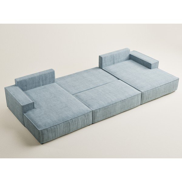 Világoskék zsenília kinyitható-tárolóhelyes sarokkanapé (U alakú)  Kyoto – Maison de Rêve-image-3