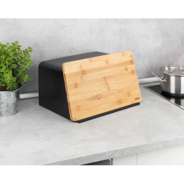 Kubo fekete kenyértartó bambusz fedéllel - Wenko-image-4