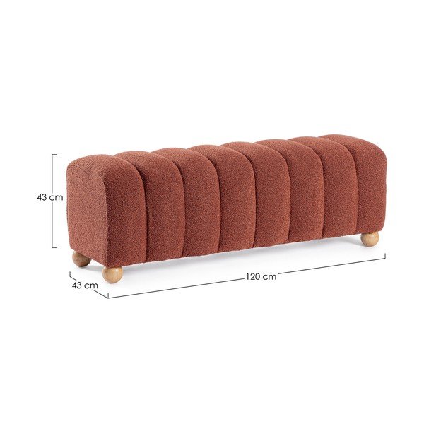 Terrakotta színű buklé párnázott pad Zora – Bizzotto-image-4