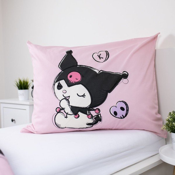 Rózsaszín egyszemélyes pamut gyerek ágyneműhuzat 140x200 cm Hello Kitty "Kuromi" – Jerry Fabrics-image-3