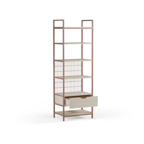 Terrakotta színű acél könyvespolc 60x179,5x40 cm Amara – Marckeric-image-4