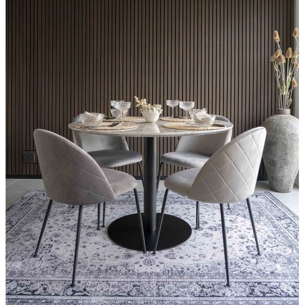 Kerek étkezőasztal márvány dekoros asztallappal ø 110 cm Bolzano – House Nordic-image-1