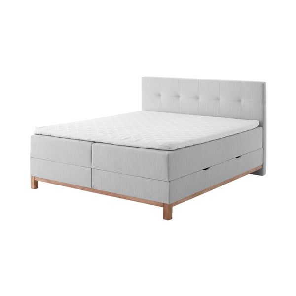 Világosszürke boxspring ágy tárolóhellyel 160x200 cm Catania - Meise Möbel