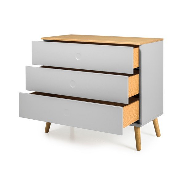 Dot szürke komód tölgyfa dekorral, 90 x 79 cm - Tenzo-image-2