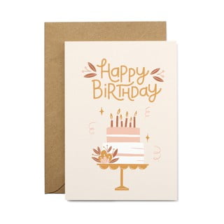 Happy Birthday szülinapi üzenőkártya újrahasznosított papírból, borítékkal, A6 - Printintin