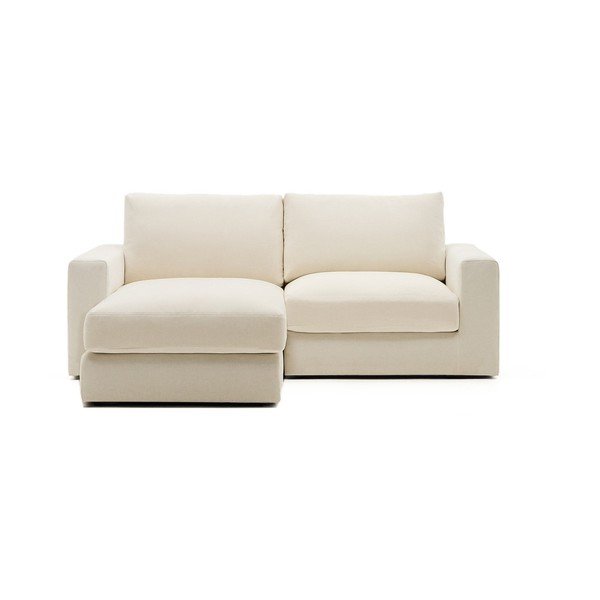 Bézs zsenília sarokkanapé (bal oldali-heverő résszel) Alea – Kave Home