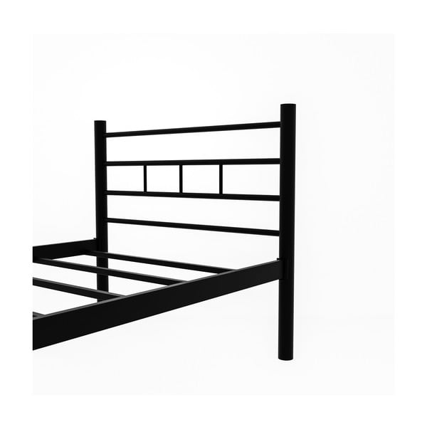 Fekete fém egyszemélyes ágy ágyráccsal 90x200 cm K70 – Kalune Design-image-4