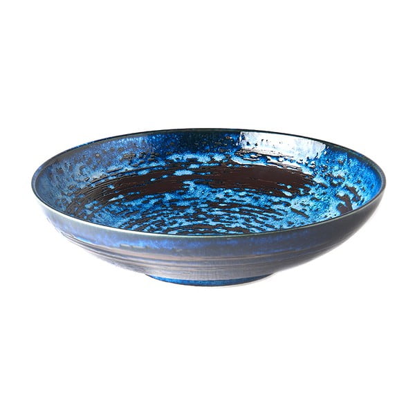 Copper Swirl kék kerámia szervírozó tál, ø 28 cm - MIJ