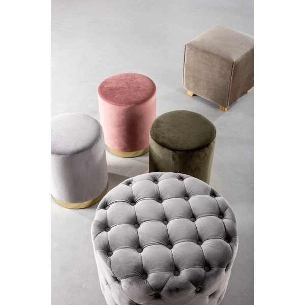 Sötétzöld bársony puff Lucilla – Yes Everyday-image-1