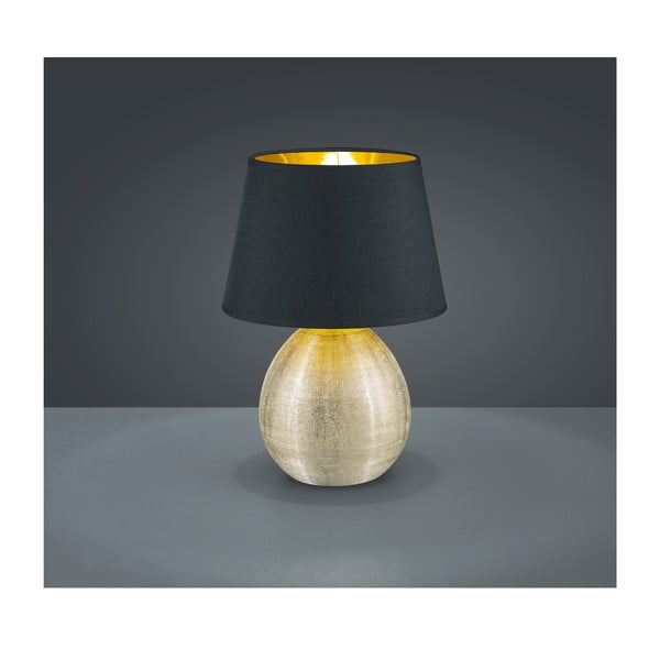 Luxor fekete kerámia-szövet asztali lámpa, magasság 35 cm - Reality-image-1