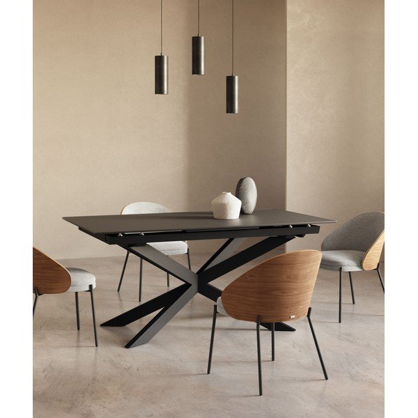 Bővíthető étkezőasztal üveg asztallappal hosszabbító asztallappal 90x160 cm Atminda – Kave Home-image-1