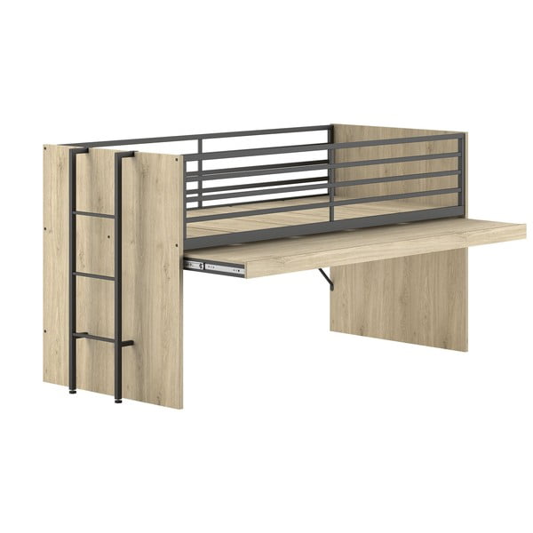 Natúr színű galéria gyerekágy íróasztallal, ágyráccsal 90x200 cm Sam – Vipack