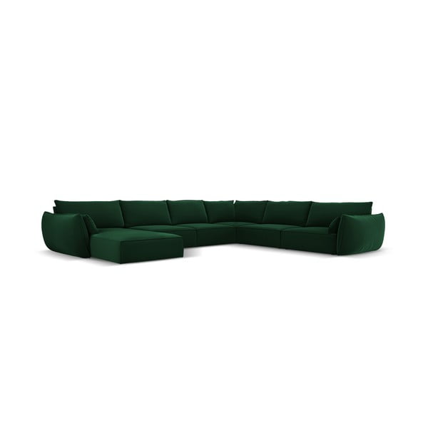 Sötétzöld bársony sarokkanapé (jobb oldali-U alakú) Vanda – Mazzini Sofas-image-2