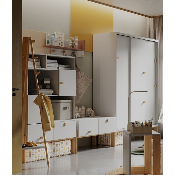 Világosszürke alacsony gyerek komód 100x50 cm Cube - Pinio-image-1