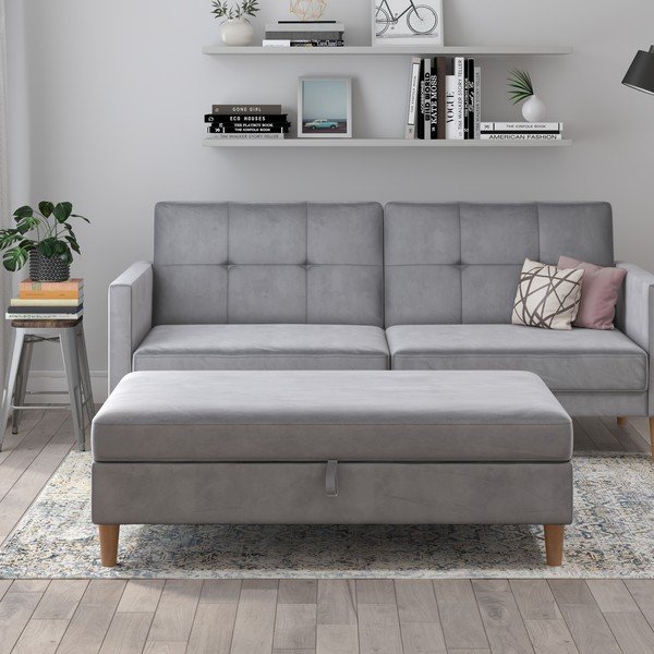 Világosszürke bársony lábtartó Lilly – Støraa-image-1