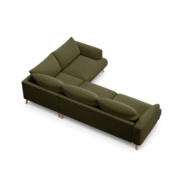 Zöld bársony sarokkanapé (jobb oldali-L alakú) Naomi – Micadoni -image-3