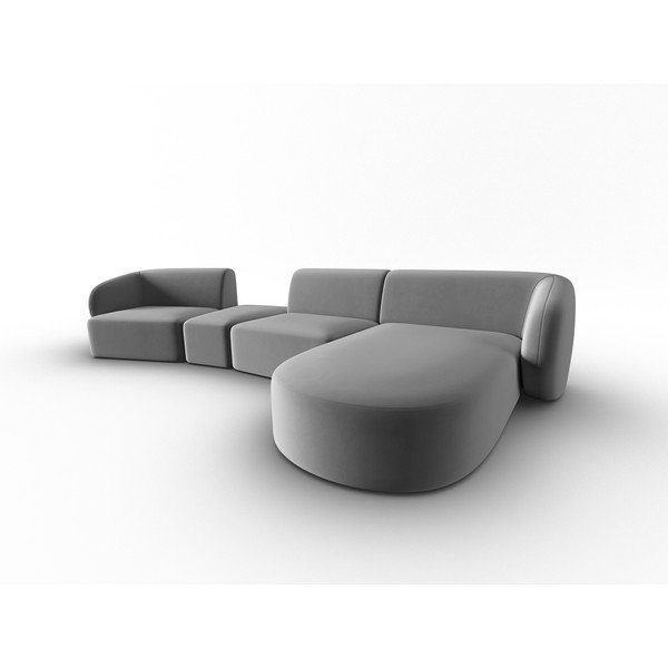 Szürke bársony sarokkanapé (jobb oldali-heverő résszel) Paolo – Milo Casa-image-2