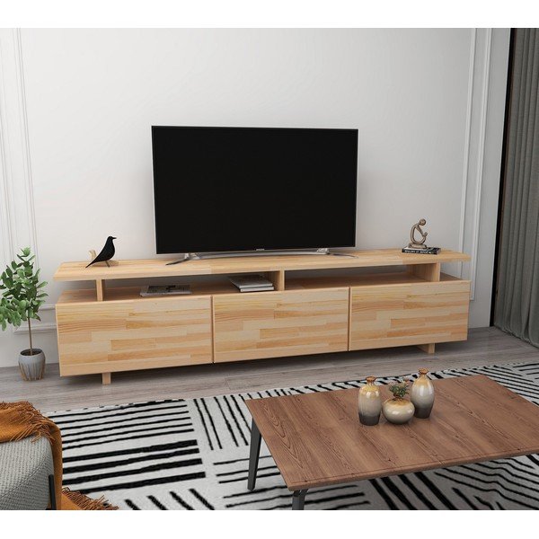 Natúr színű borovi fenyő TV-állvány 174x52 cm Natural – Kalune Design-image-3
