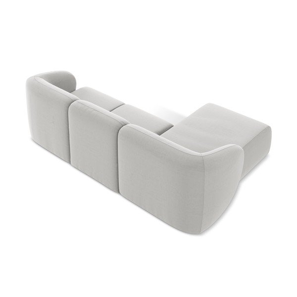 Világosszürke bársony sarokkanapé (bal oldali-heverő résszel) Lani – Makamii-image-3