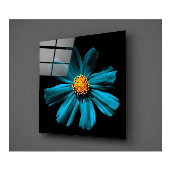 Flowerina fekete-türkiz üvegkép, 30 x 30 cm - Insigne