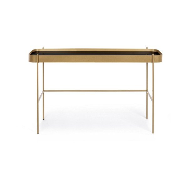 Aranyszínű konzolasztal üveg asztallappal 43x120,5 cm Rashida – Bizzotto-image-2