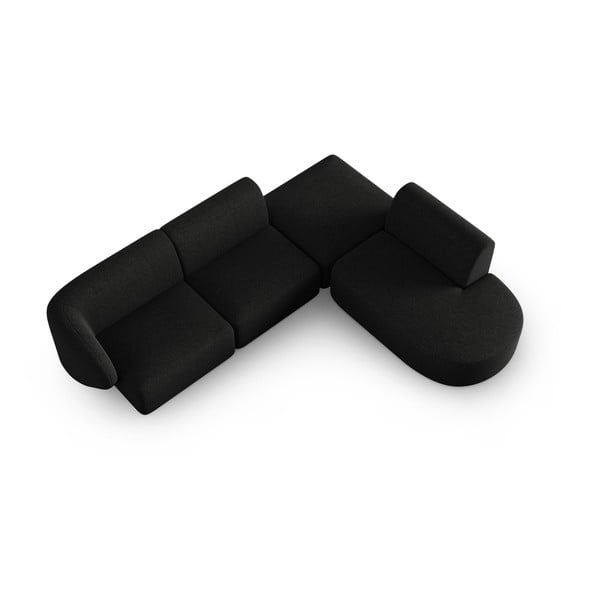 Fekete zsenília sarokkanapé (jobb oldali-L alakú) Paolo – Milo Casa-image-1