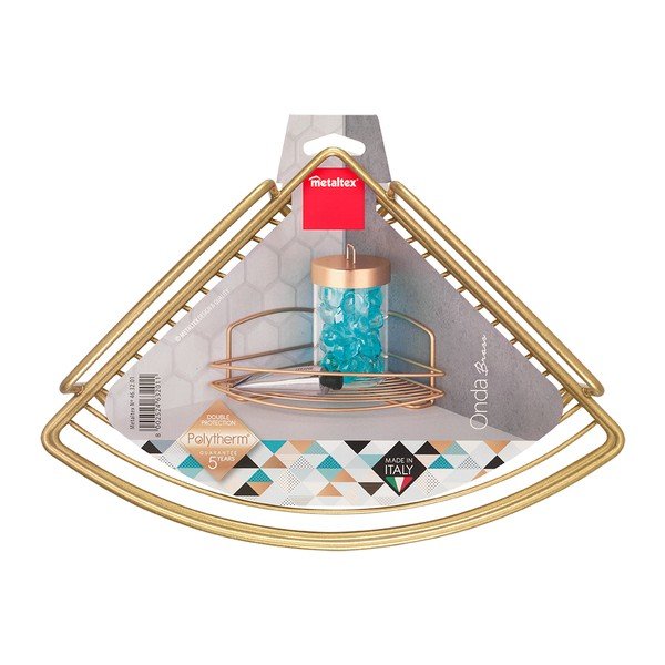 Aranyszínű acél fürdőszobai sarokpolc Onda – Metaltex-image-2