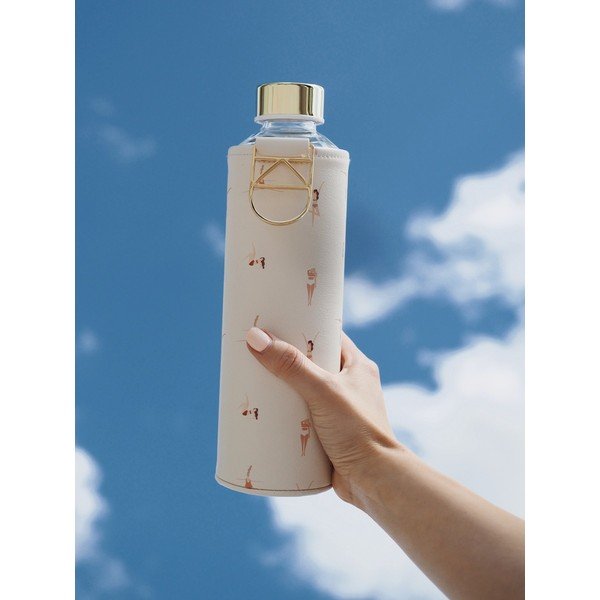Bézs ivópalack boroszilikát üvegből, műbőr tartóval 750 ml Mismatch Playa - Equa-image-2