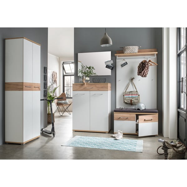 Fehér-natúr színű fogas panel tölgyfa dekorral Topix – Germania-image-1