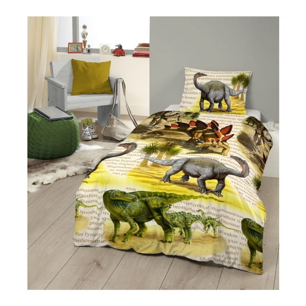 Dinos egyszemélyes gyermek ágyneműhuzat garnitúra pamutból, 140 x 200 cm - Good Morning-image-1