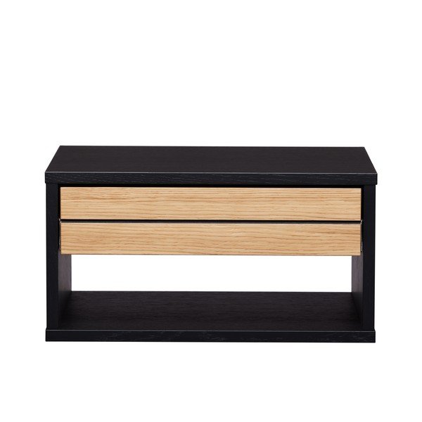 Fekete-natúr színű függő éjjeliszekrény tölgyfa dekorral Stripe – Woodman-image-4