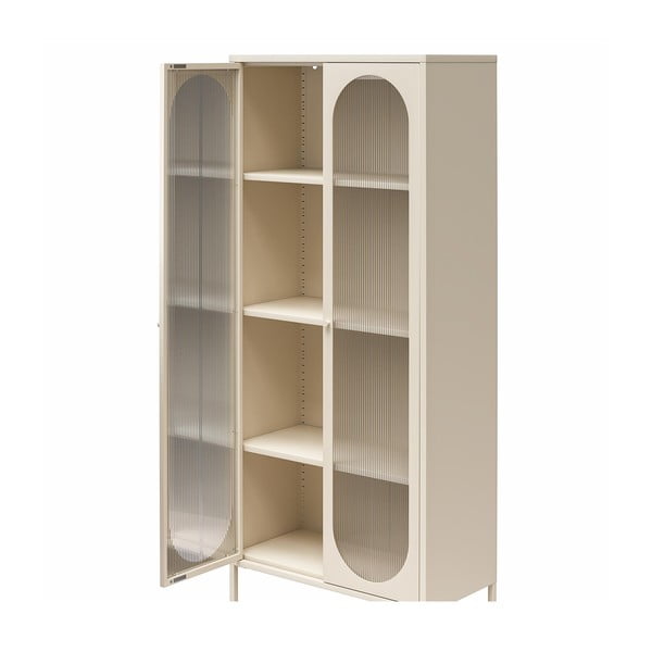 Krémszínű fém tálalószekrény 80x186x40 cm Luna – Støraa-image-3