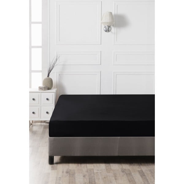 Fekete gumis pamut lepedő 140x200 cm – Mijolnir-image-2