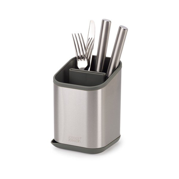 Fényes ezüstszínű rozsdamentes acél edényszárító evőeszközökhöz 11x11,5 cm Duo Steel – Joseph Joseph