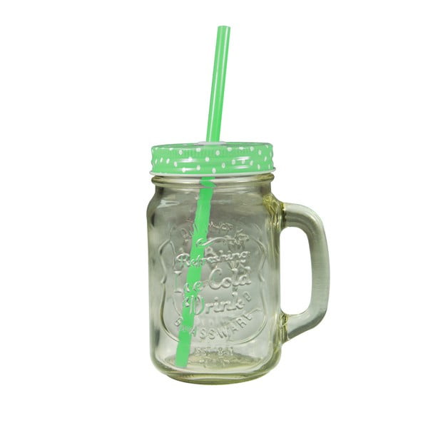 Straw pohár zöld fedéllel és szívószállal, 430 ml - JOCCA